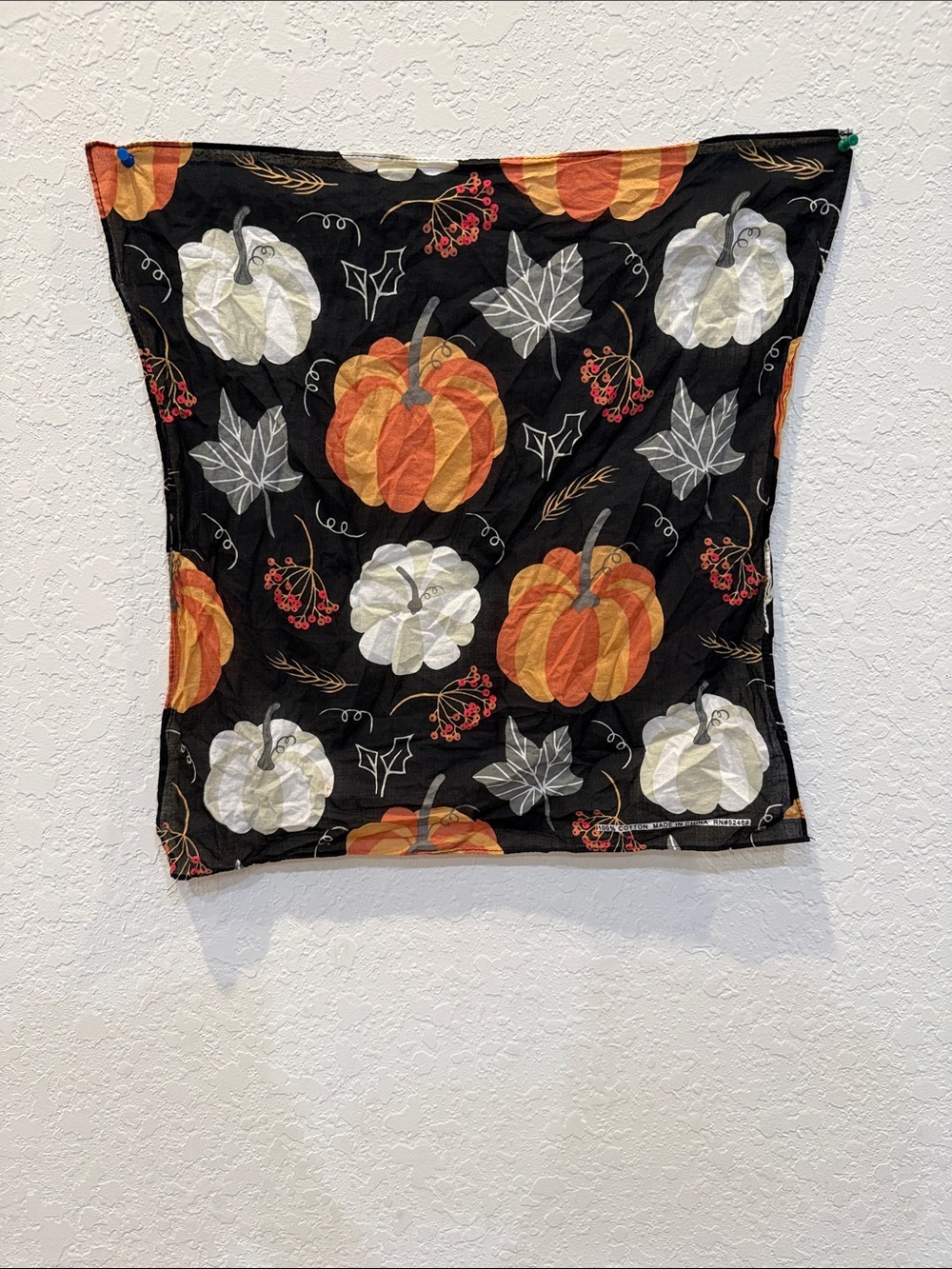 Women's Black Pumpkin Print  cotton scarf